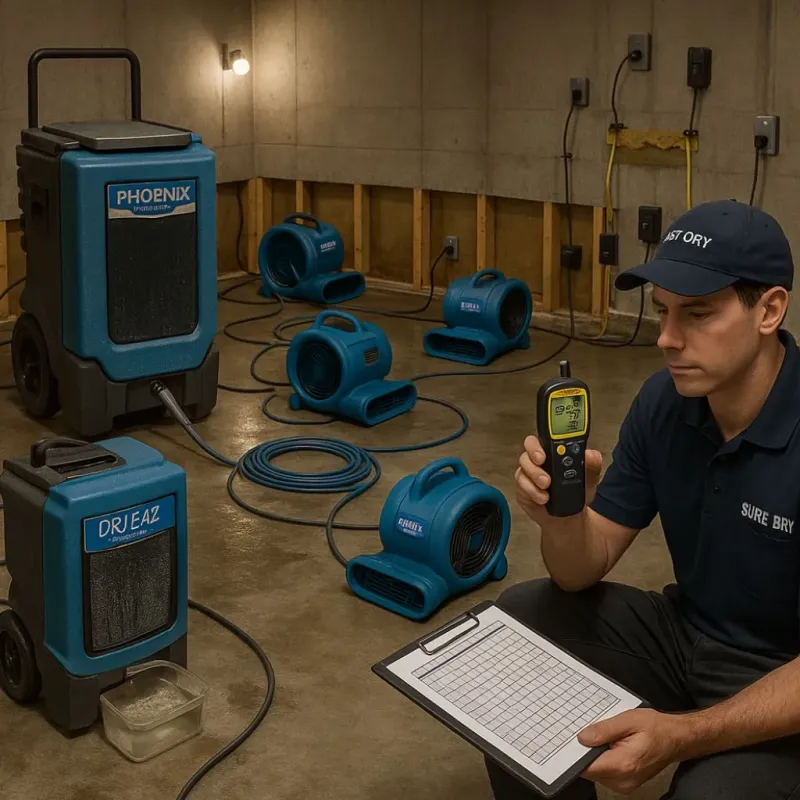 Structural Drying and Dehumidification process in Bingham Farms, MI
